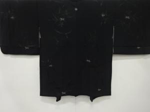 未使用品　漆　草花模様織り出し　一つ紋羽織